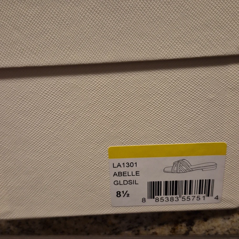 L'AGENCE Abelle Metallic Strappy Sandal Gold Silver 8.5 - Picture 6 of 7